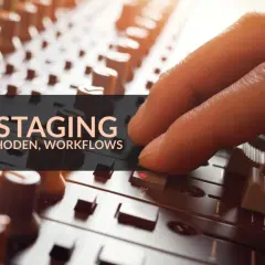 Hand bedient Mischpult-Regler. Die Bedeutung von Gain Staging für Mythen, Methoden und Workflows wird hier visuell dargestellt.