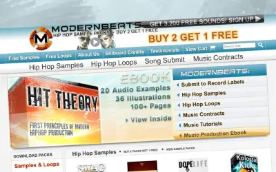 Webseite für Hip Hop Samples. Bietet E-Books, Loops und mehr. "Hit Theory" E-Book mit Produktionsprinzipien.