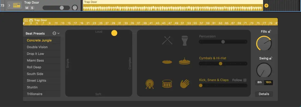 Ein Musikproduktionsprogramm mit einer Drum-Software, die kostenlose Presets wie