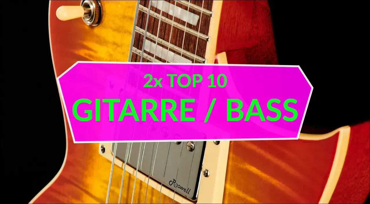 Nahaufnahme einer E-Gitarre, die den Unterschied zwischen E-Gitarre und E-Bass erklärt.