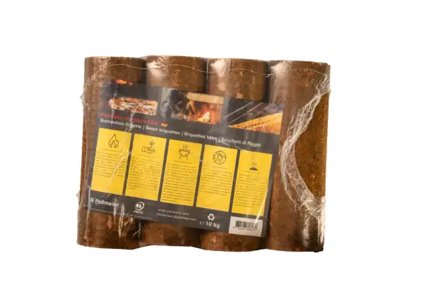 Buchenholz-Briketts von Pollmeier, ein nachhaltiges **Klarinette Material** für lange Brenndauer und hohe Wärme.